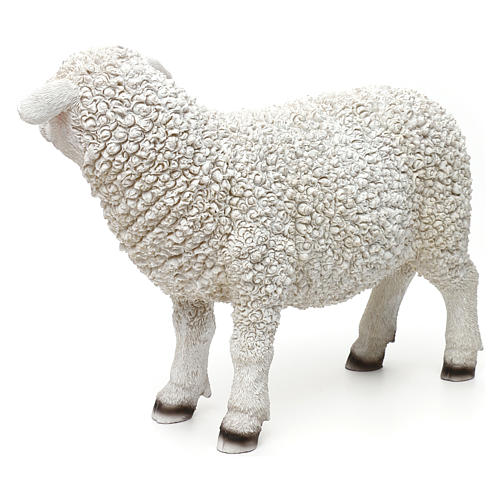 Mouton tête à droite résine colorée pour crèche 60-80 cm 3