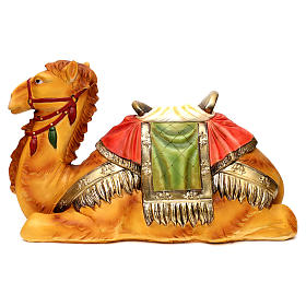 Camelo deitado com sela resina corada para presépio com figuras 60 cm altura média s1