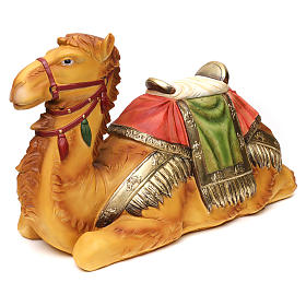 Camelo deitado com sela resina corada para presépio com figuras 60 cm altura média s3