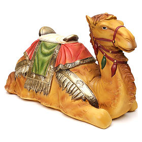 Camelo deitado com sela resina corada para presépio com figuras 60 cm altura média s4