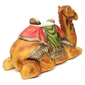 Camelo deitado com sela resina corada para presépio com figuras 60 cm altura média s5