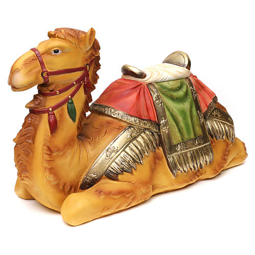 Camelo deitado com sela resina corada para presépio com figuras 60 cm altura média 3