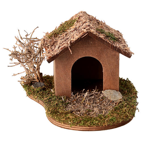 Hundehütte Holz 9x13x15cm für Krippen 12/14cm 1