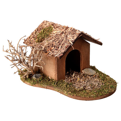 Hundehütte Holz 9x13x15cm für Krippen 12/14cm 2