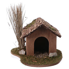 Caseta perro de madera 9x13x15 cm para belenes de 12-14 cm