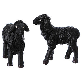 Moutons noirs set 2 pcs pour crèche 9 cm