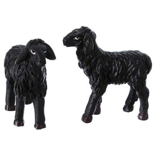Moutons noirs set 2 pcs pour crèche 9 cm 1