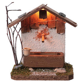 Fountain with drinking trough, nordic style 14x12x8 cm for nativities 8-10 cm