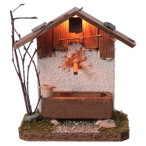 Fountain with drinking trough, nordic style 14x12x8 cm for nativities 8-10 cm 1