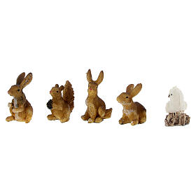 Forest animals 5 pcs set, for nativity of 7 cm