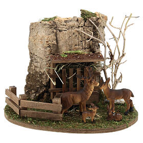 Animal trough nordic style with reindeer family 11x17x13 cm, for 8 cm nativity