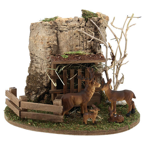 Animal trough nordic style with reindeer family 11x17x13 cm, for 8 cm nativity 2