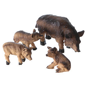 Familie von Wildschweinen 4St. für Krippen von 11cm
