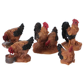 Pollos 5 piezas para belenes de 7 cm