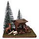 Nativity Scene setting with trough , spruces and reindeer 20x20x20 for 8 cm Nativity Scenes s1