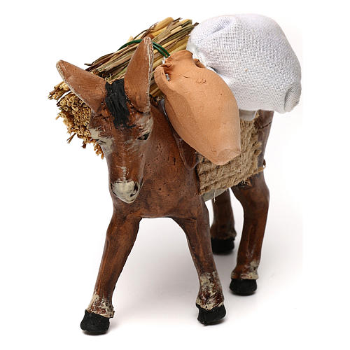 Neapolitan Nativity scene, loaded donkey with jars 8 cm 2