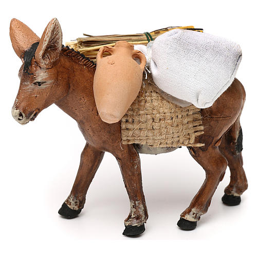 Donkey loaded with jars, 8 cm Neapolitan nativity 1