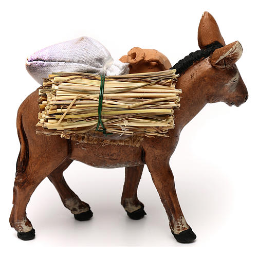 Donkey loaded with jars, 8 cm Neapolitan nativity 3
