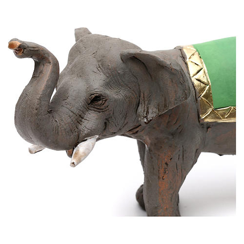 Elefant mit grünem Tuch für 6cm neapolitanische Krippe 2