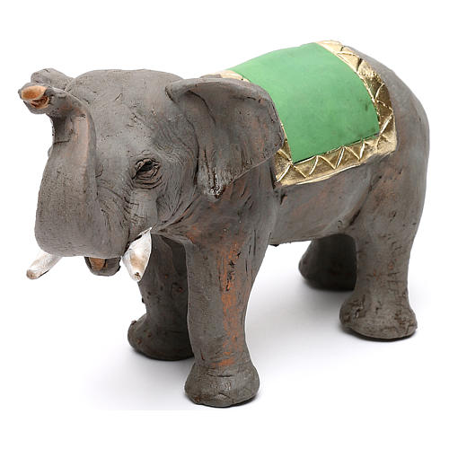 Elefant mit grünem Tuch für 6cm neapolitanische Krippe 3