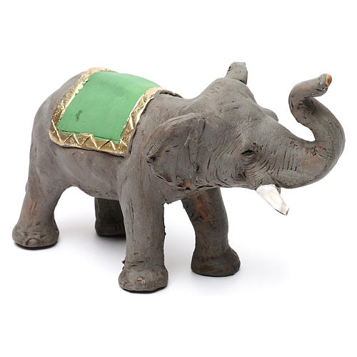 Elefant mit grünem Tuch für 6cm neapolitanische Krippe 4