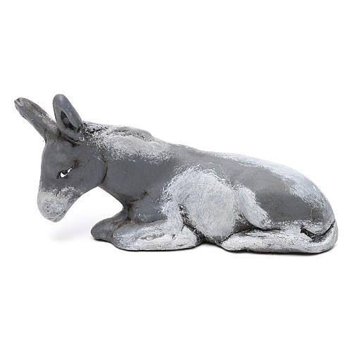 Crouching donkey for Neapolitan Nativity scene 8 cm 1