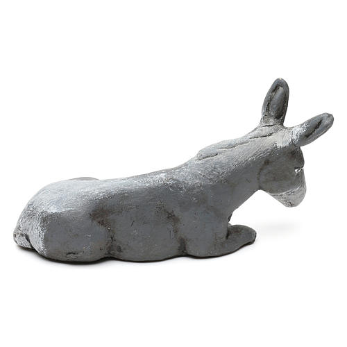 Asinello seduto dipinto presepe napoletano 8 cm terracotta dipinta 2