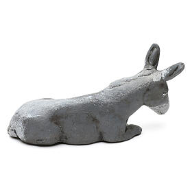 Osiołek siedzący, malowany, szopka neapolitańska 8 cm, terakota