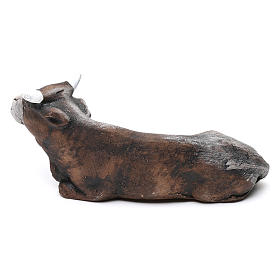 Crouching ox for Neapolitan Nativity scene 8 cm