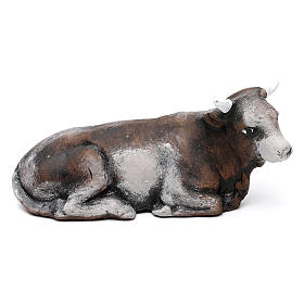 Sitting ox in painted terracotta, 8 cm Neapolitan nativity