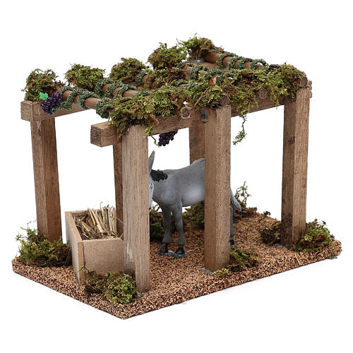 Donkey under the porch with grapes for Nativity scene 10 cm 3