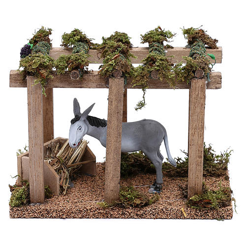 Donkey under grape portico, 10 cm nativity 1