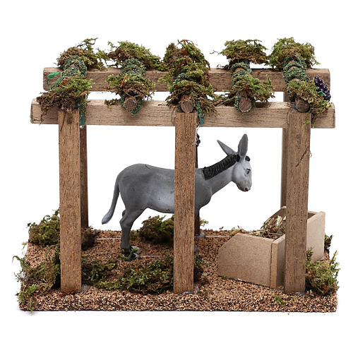 Donkey under grape portico, 10 cm nativity 4