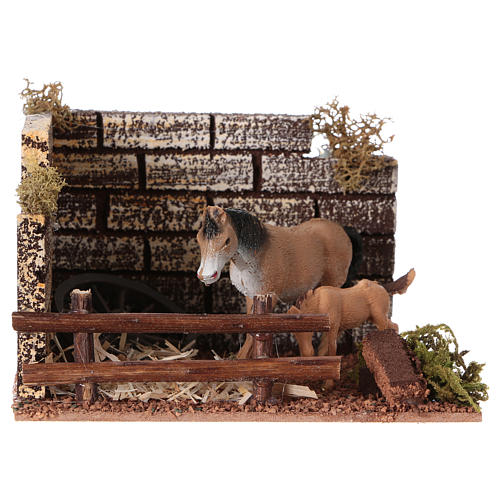Recinto caballo con cerca para belén de 12 cm 1