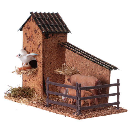 Horse stall and bird house, for 9 cm nativity 2