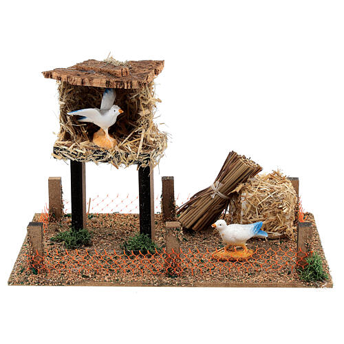 Cork dovecote and hay bale 10x20x10 cm for nativity scenes of 12 cm 1