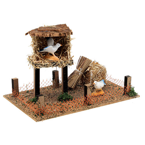 Cork dovecote and hay bale 10x20x10 cm for nativity scenes of 12 cm 3