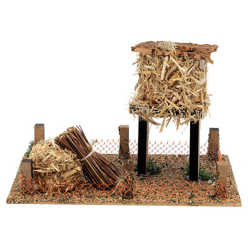 Cork dovecote and hay bale 10x20x10 cm for nativity scenes of 12 cm 4