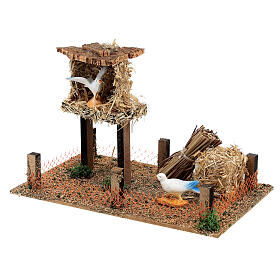 Cork bird house with hay 10x20x10 cm for nativity scenes of 12 cm