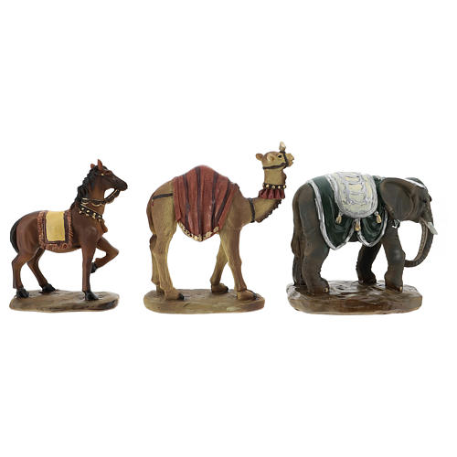 Cammello elefante e cavallo resina per presepe di 11 cm set 2