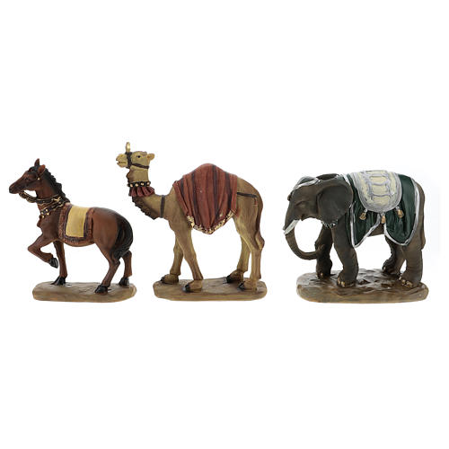 Camelo elefante e cavalo resina para presépio com figuras de 11 cm de altura média 1