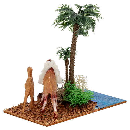 Oasis with palm trees and camel for Nativity scene 10x10x7 cm 3