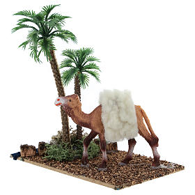 Oasis avec palmiers et chameaux pour crèche 10x10x7 cm