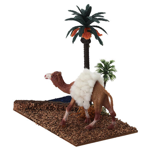 Oasis avec palmiers et chameaux pour crèche 10x10x7 cm 2