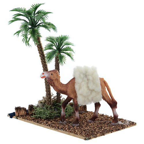 Oásis com palmeiras e camelo para presépio 10x10x7 cm 2
