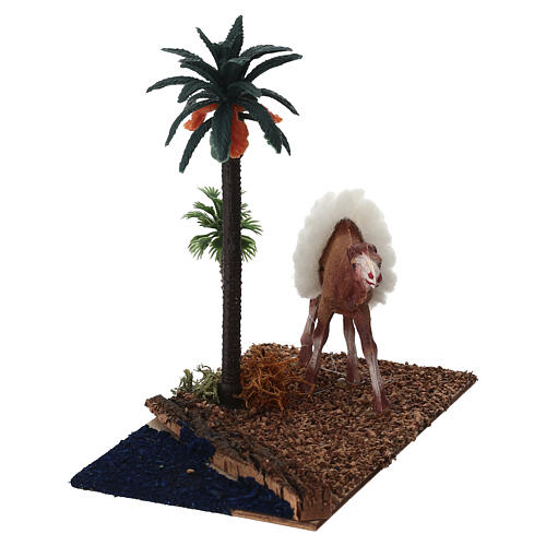 Oasis with palms and standing camel for nativity 10x10x7 cm 3