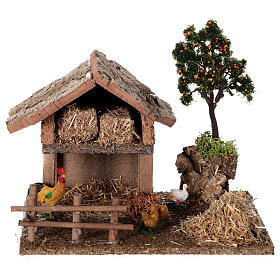 Miniature barn with farmyard for nativity 20x15x15 cm