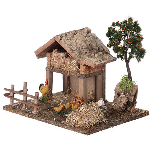 Miniature barn with farmyard for nativity 20x15x15 cm 2