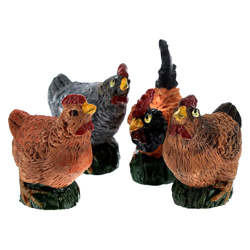 Galos e galinhas pacote 12 unidades 4 cm para presépio com figuras altura média 8-10 cm 4