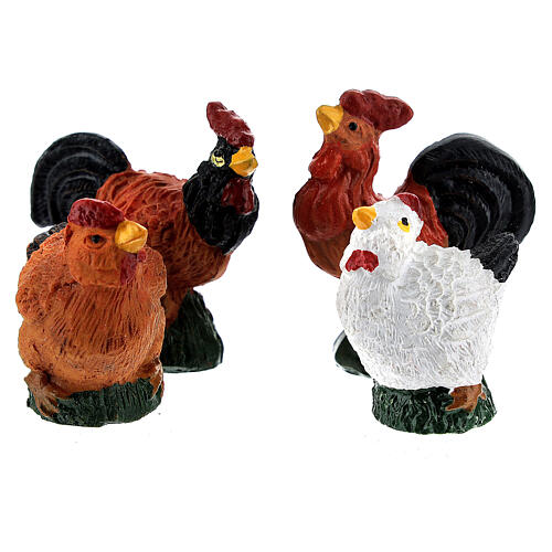 Mini roosters and hens 12 pcs set, 8-10 cm nativity 3